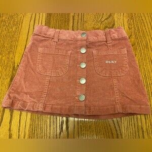 Girls DKNY Pink Corduroy Button Down Skirt